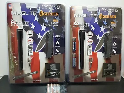2X Mini Maglite AAA LED Flashlight  Gerber US1 Folding Pocket Knife Lot Of 2 • $69.98