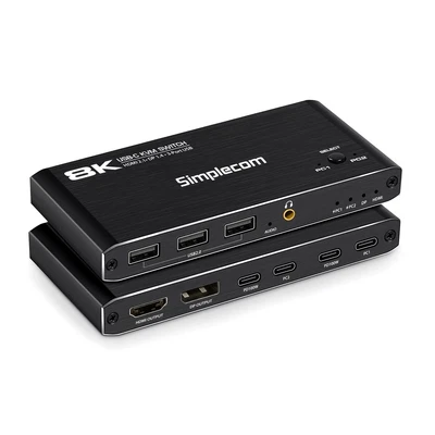 Simplecom KM470 2-Port USB-C KVM Switch 8K Docking Station HDMI 2.1 DP For Lapto • $144.95