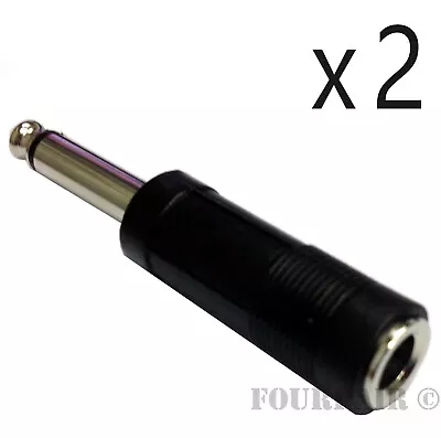 2 Pack Lot - 1/4  Stereo Female Jack To 1/4  6.35mm Mono Male Plug Audio Adapter • $7.95