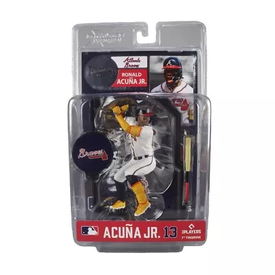McFarlane MLB Ronald Acuna Jr Atlanta Braves White Jersey Figure Stand Backdrop • $44.99