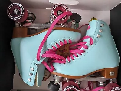 Moxi Skates Beach Bunny Roller Skates For Women - Blue Sky - Size 5 • $140