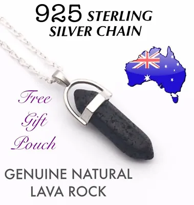 Lava Rock Aromatherapy Essential Oil Diffuser Pendant 925 Sterling Necklace Gift • $3.70