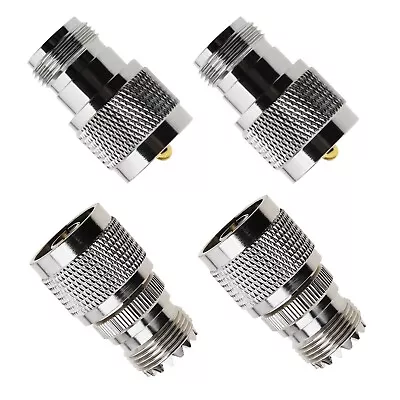 UHF SO239/PL259 To N Male/Female RF Coaxial Adapters Gold Plated Pack Of 4 • £13.45