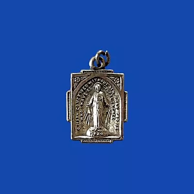 Vintage Sterling Silver Miraculous Medal Marked Only Sterling Rectangular • $14.99