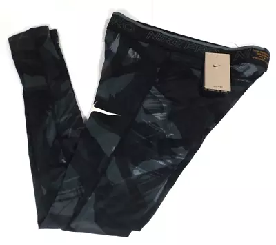 Nike Pro Dri-FIT Men L-Tall Black Brushstroke Camo Training Running Tights  New • $29.66