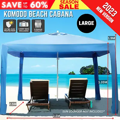 $132.98 • Buy Komodo Beach Cabana Shelter UV50 Size L Navy Blue Tent Sun Shade Outdoor