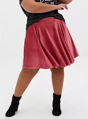 Torrid Dusty Red Pink Mini Circle Skirt W/ Pockets Stretchy SZ 2 (18/20) • $19.99