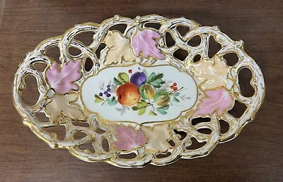 Antique C.T. Germany Reticulated Fruit Oval Bowl 11-1/2   • $71.25