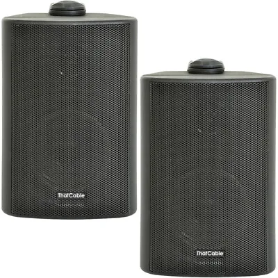 (PAIR) 2x 3  60W Black Outdoor Rated Speakers Wall Mounted HiFi 8Ohm & 100V • £75.99