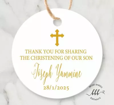 12 White Gift Tags Thank You Favour Bomboniere Personalised Baptism Christening • $4.95