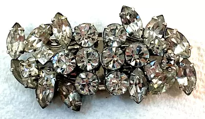 Vintage Marquise & Round Rhinestone Brooch Duette Fur Clips Shoe Clips • $29