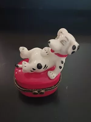 Vintage Dalmatian Ring Trinket Box 2.5  Tall Porcelain No Markings • $10