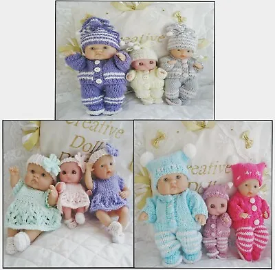 Berenguer Dolls 3 Knitting Patterns Cardigans Dress Hats Boots For 5 To 8 Inch • £5.50