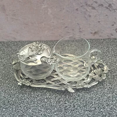 £30 • Buy Vintage 1994 Seagull Canada Pewter Sugar Pot, Cream Jug, Spoon, Tray Etain Zinn