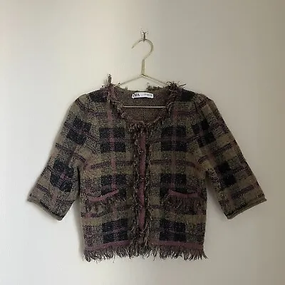 Zara Women's Plaid Tweed Jacket In Multi Size MEDIUM • $29.99