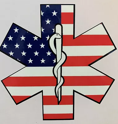 STAR OF LIFE AMERICAN FLAG PRINTED KISS CUT DECAL - 4.0  -STANDARD Or REFLECTIVE • £4.75