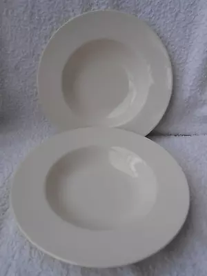 £4.99 • Buy Wedgwood Queen's Ware Plain Ivory - 2 Rimmed Soup Bowls 9  Diameter