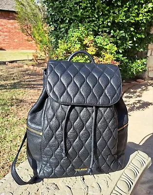 VERA BRADLEY Black Amy Quilted Leather Backpack • $61.65