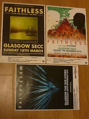 Faithless — Collection Of Scottish Tour Live Music Show  Concert Gig Posters X 3 • £24.99