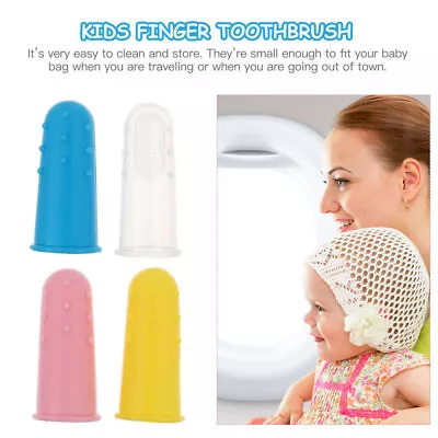 4pc Silicone Finger Toothbrushes For Kids Teething & Cleaning • £6.32