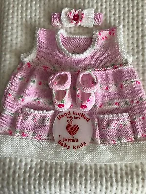 Hand Knitted Baby Dress Set 0-3 Months • £17