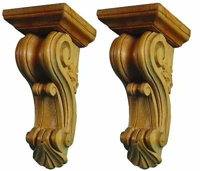£145 • Buy Regency Kitchen Wooden Corbels, Pair Of Range Hood Brackets Carved Pine, PN337 