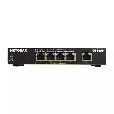 Netgear GS305P-200AUS SOHO 5-port Gigabit Unmanaged Switch With 4-port PoE (5... • $106.97