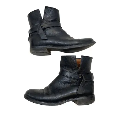 Ladies Madewell Brand Black Leather Motto Ankle Boots Size 6 • $70