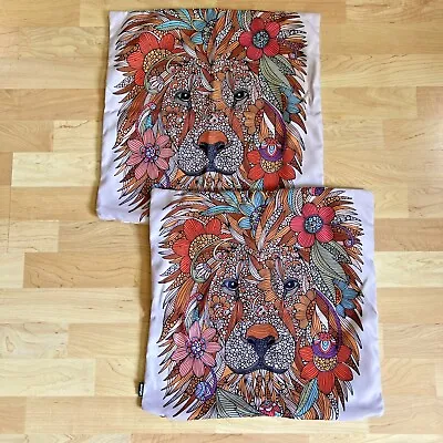 Society6 PAIR The Lion Throw Pillow Covers 17  Mosaic Art Valentina Harper • $22.15