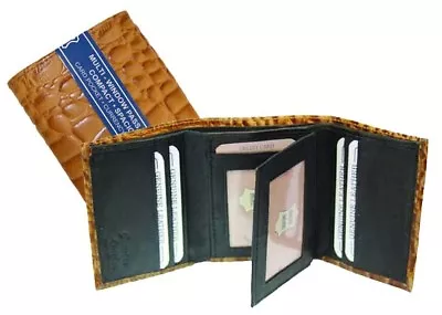 Genuine Leather Men's ID Credit Card Crocodile Croc Trifold Wallet US Seller • $13.91