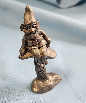 Vintage Pewter People 1960's FAIRY ON MUSHROOM SIGNED Hunter • $16