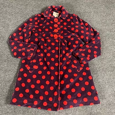 Mini Boden Coat Girls 13-14 Youth Purple Red Polka Dots Jacket Button Front Cute • $23.15