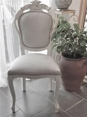 £140 • Buy Shabby Chic Painted Dining Chair In Natural Linen