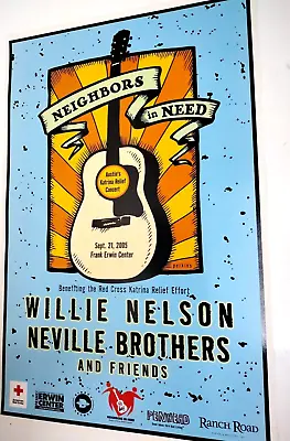 RARE Willie Nelson & Friends 2005 Katrina Relief Concert Poster Erwin Center UT • $19.88