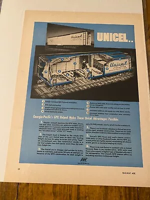 Vintage 1950 Unicel Refrigerated Box Cars Train Railroad Ad • $17.08