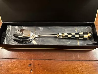 MacKenzie-Childs Courtly Check Casserole Steel Fork Porcelain Handle New Box • $69.95