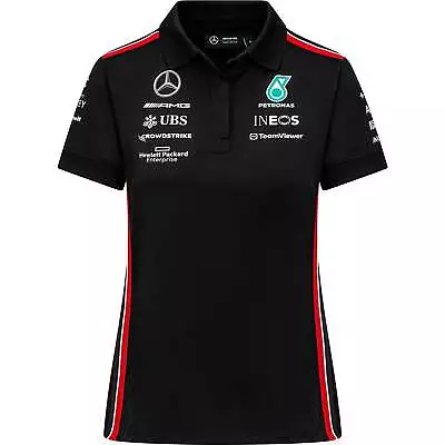 Mercedes AMG Petronas F1 2023 Women's Team Polo Shirt - Black/White • $69.99