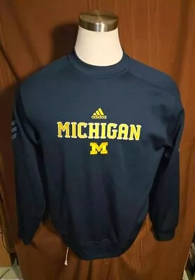 Michigan Wolverines Mens Sweatshirt Adidas ClimaWarm Blue Size M EUC • $15