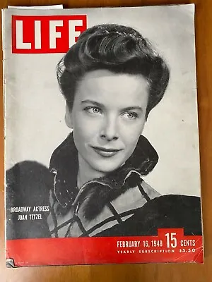 Vintage Life Magazine February 16 1948. Broadway Actress Joan Tetzel Cover • $3.99