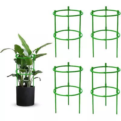 4X Round Plastic Plant Supports Stake For Vegetables Tulips Roses Stakes Garden • £7.02