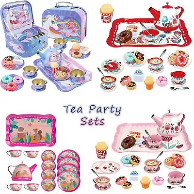 £11.99 • Buy Tin Tea Set Kids Children Role Play Pretend Play Kitchen Toys Gift For Girls