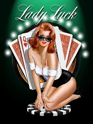 Lady Luck Retro Vintage Style Metal Sign/plaque Man Cave Shed Bar • £4.58