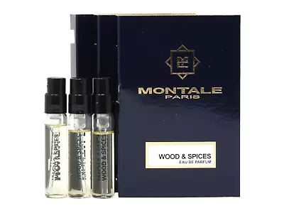 MONTALE PARIS WOOD & SPICES EDP 2.0ml .06fl Oz X 3 COLOGNE SPRAY SAMPLES • $14