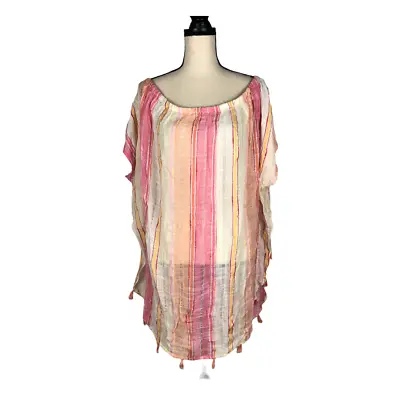 ECHO Metallic Pink Stripe Seaside Kaftan   Size: S/M • $8.40