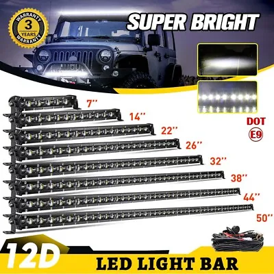 Slim 8/14/20/26/32/50  LED Work Light Bar Spot Flood Fog Driving ATV SUV Offroad • $19.19