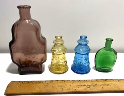 LOT Of 4 Vintage Wheaton Colored Glass Bottles • $18.95