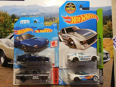 Hot Wheels MAZDA LOT 4 ‘95 Mazda RX-7 REPU PICKUP MX-5 MIATA SAVANNAH RX-7 FC35 • $21.95