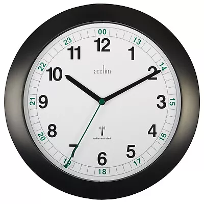 Acctim Milan Wall Clock Radio Controlled 12 / 24 Hour Dial 25cm • £29.95