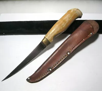 Vintage Rapala J Marttiini 8  Filet Knife 4  Blade W/ Leather Sheath • $5.99