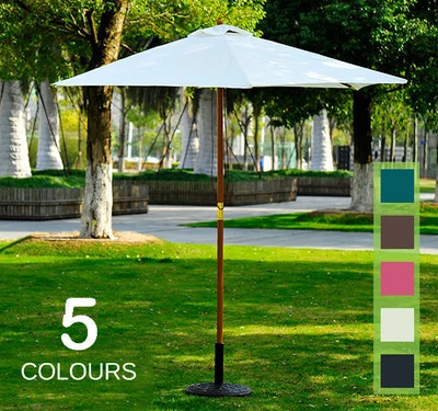 £37.99 • Buy 2.5m Wood Wooden Garden Parasol Sun Shade Patio Outdoor Umbrella Canopy New